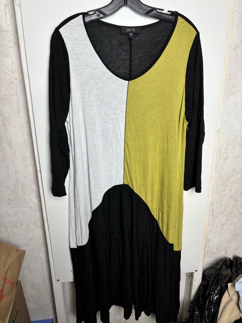 Comfy USA Lagen look‎ asymmetrical long sleeve dress c337  sz L